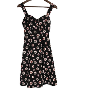 Social Collision Eyeball Print Dress – Black Fit & Flare Spooky Sweet Style
